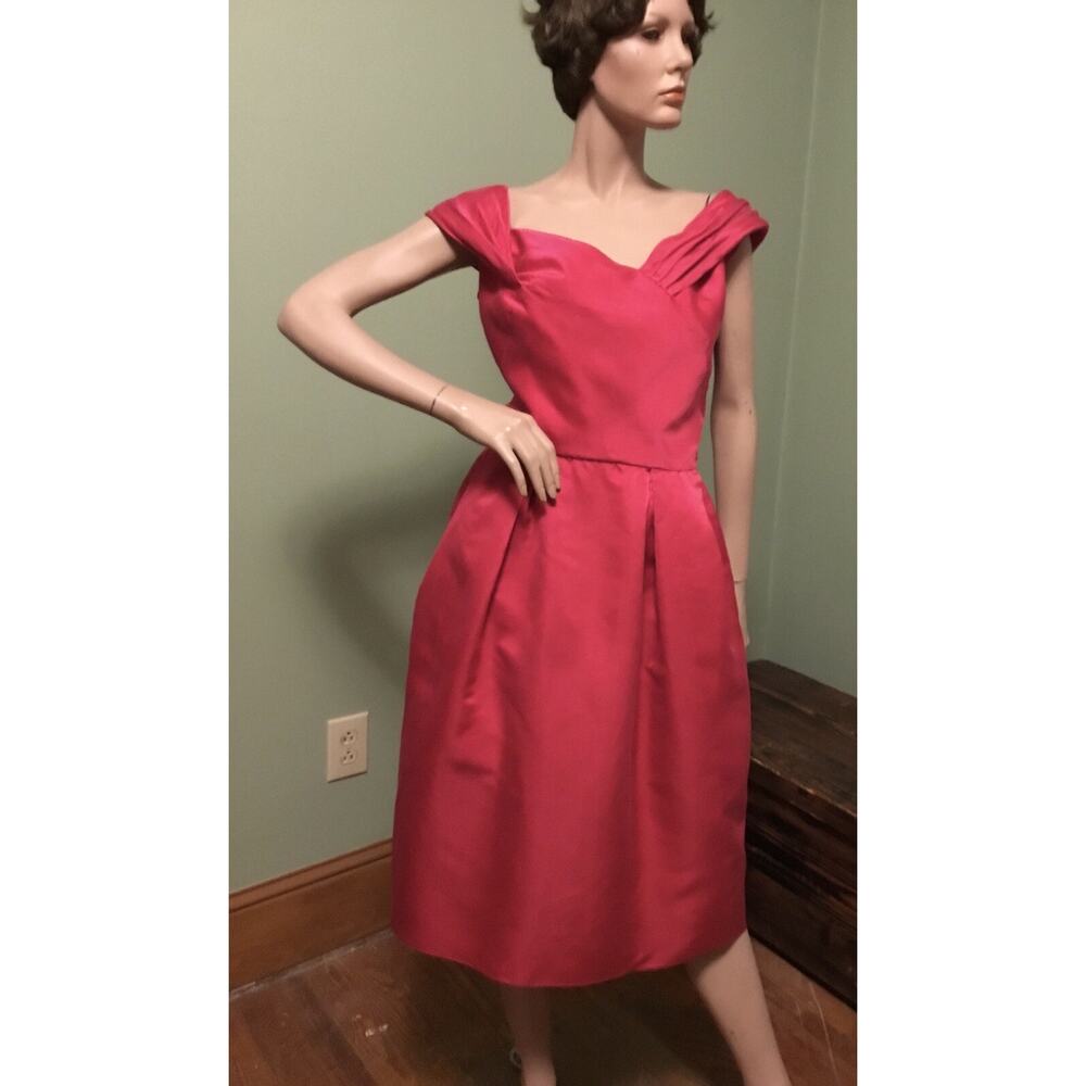 Vintage 1950s Harvey Berin by Karen Stark Red Silk Crinoline Dress